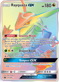 Rayquaza-GX card from Celestial Storm