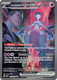 Team Rocket's Mewtwo ex card from Destined Rivals