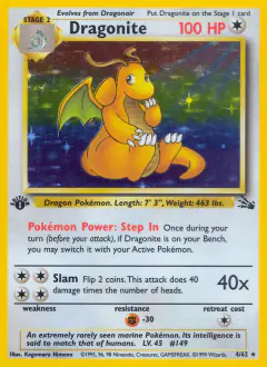 Dragonite card from Fossil
