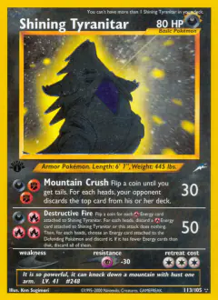 Shining Tyranitar card from Neo Destiny