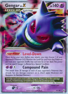 Gengar LV.X card from Platinum Arceus