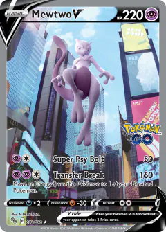 Mewtwo V card from Pokémon GO