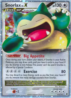 Snorlax LV.X card from Rising Rivals